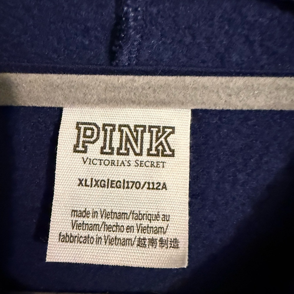 PINK Victoria's Secret Cropped Dark Blue, Sweatshirt Hoodie, Cozy, Relaxed, XL - Picture 2 of 6